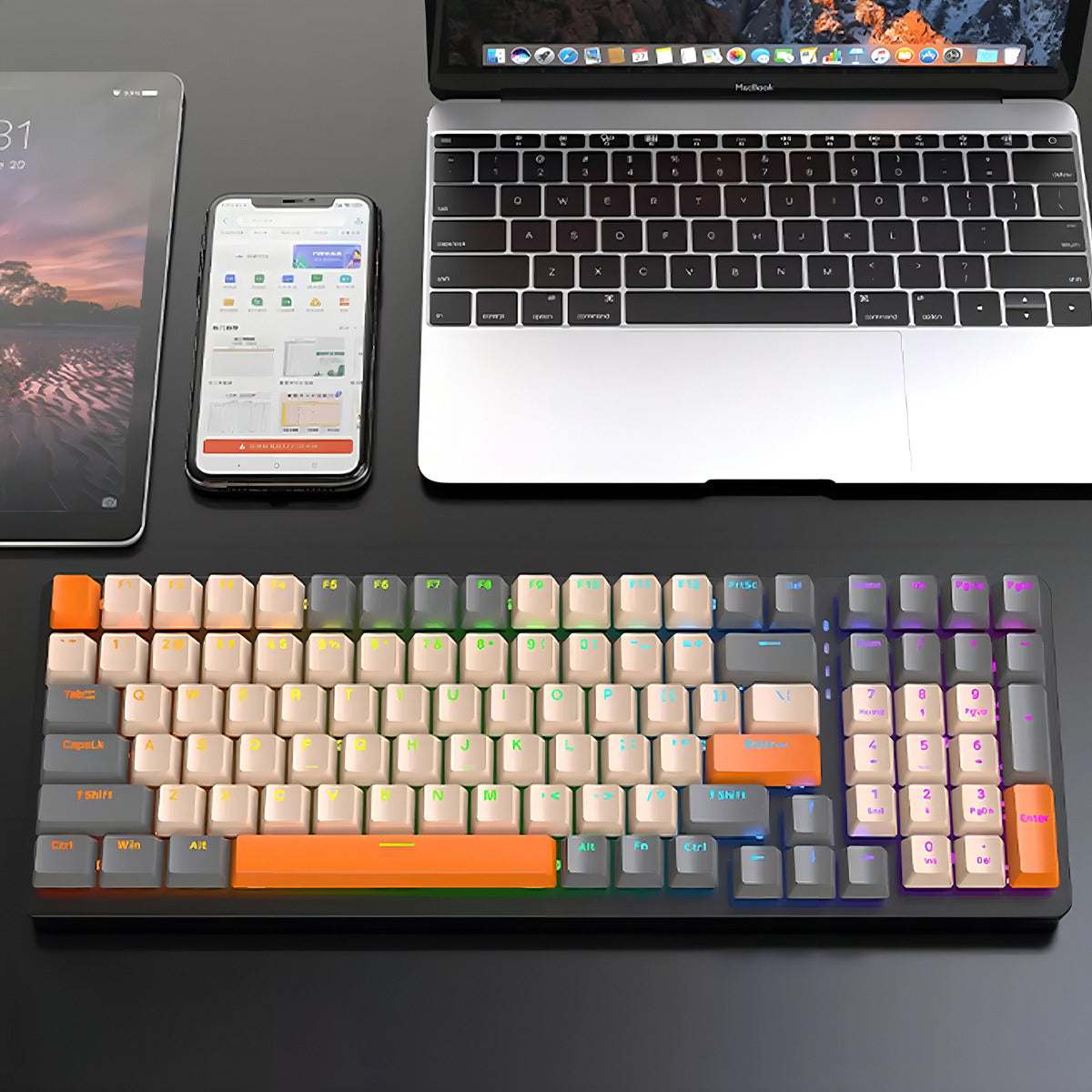 Teclado De Computadora Gamer Teclado Gamer Rgb Spanish Linear Optical Switch Red