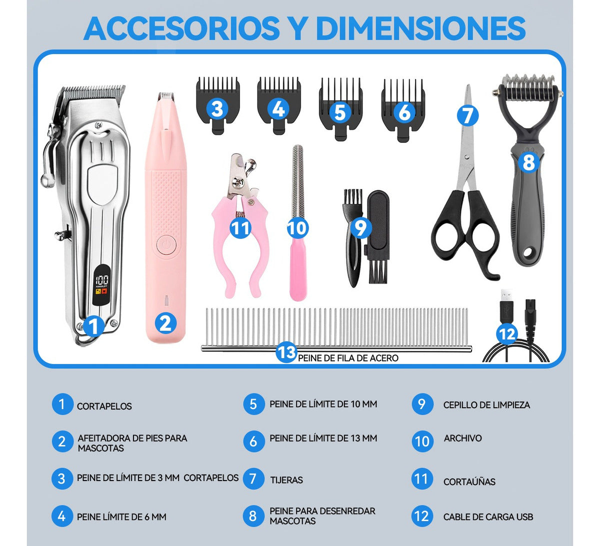 Maquina Cortador Rasurador Profesional Pelo Perro Recargable