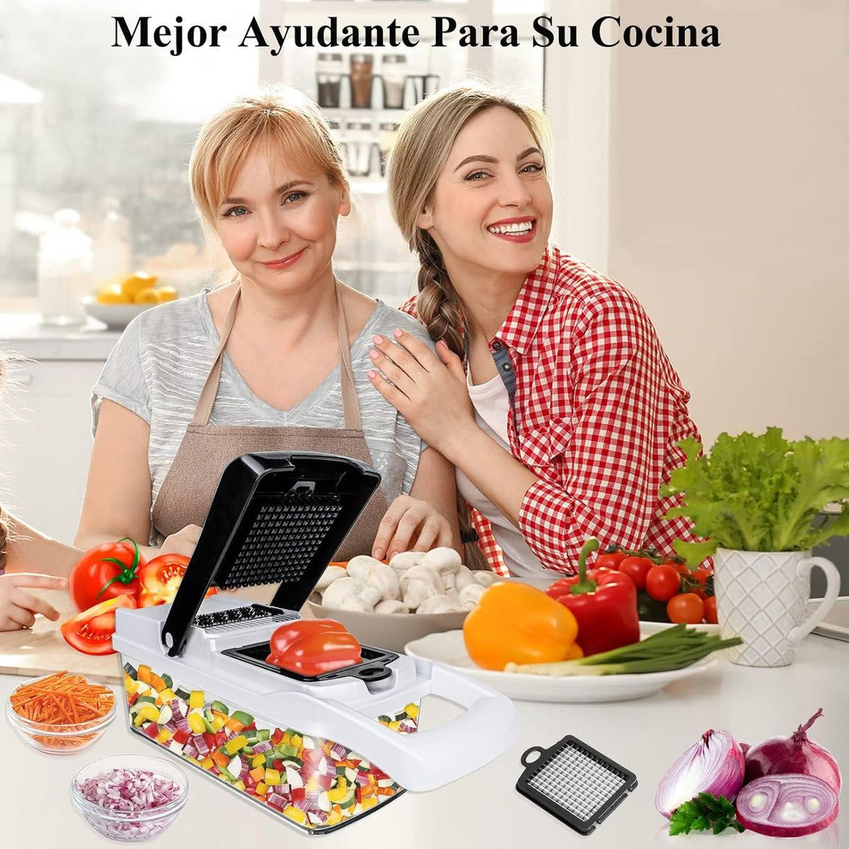 Kit De Picador De Verduras Rallador 22 In 1 Con Cesta+guante