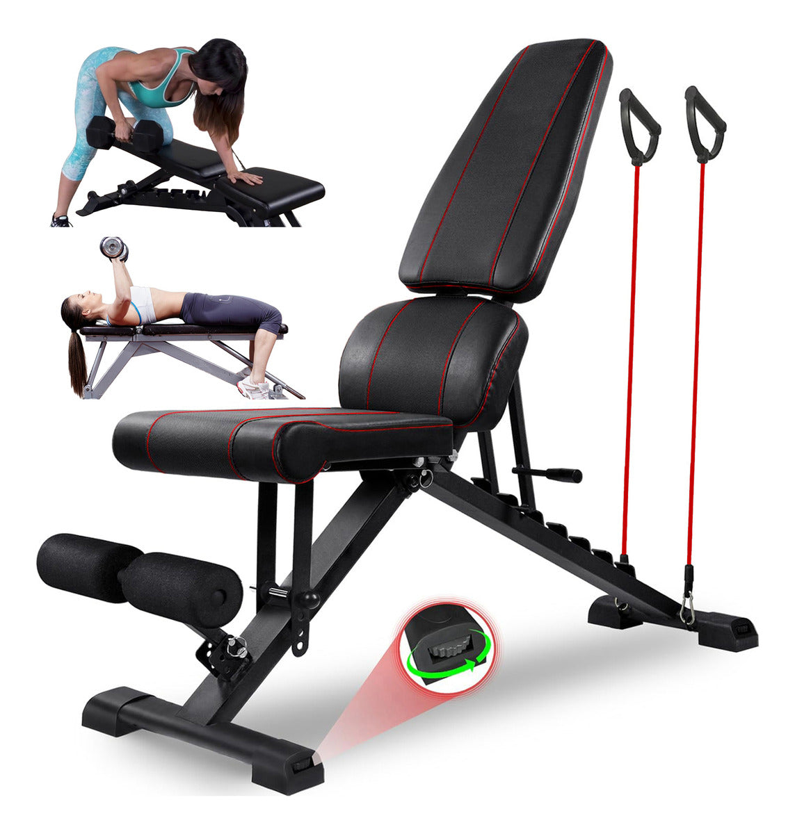 Banco Pesas Multiposiciones Plegable Ajustable Gym Ejercicio