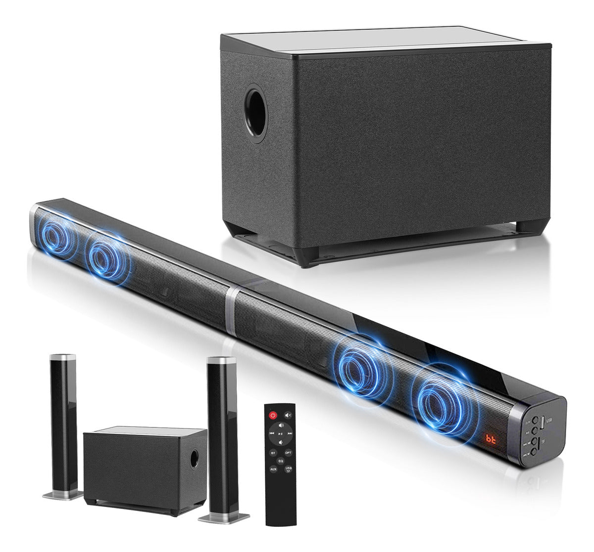Home Theater 120w Barra De Sonido Y Subwoofer Con Bluetooth