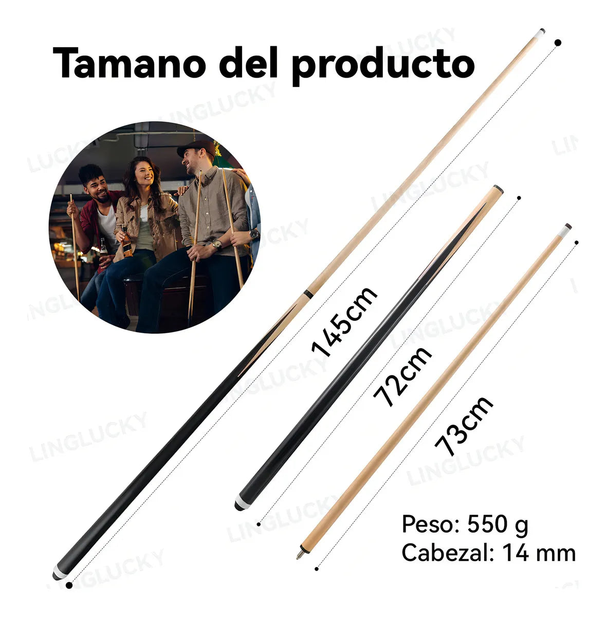 1pcs Tacos Billar De Maple Palos Snooker Desarmable Pool Cue Stick Professional Palo De Billar Portátil Barra De Billiard Palo De Piscina Para Principiantes Ejercicios De Entretenimiento 145cm