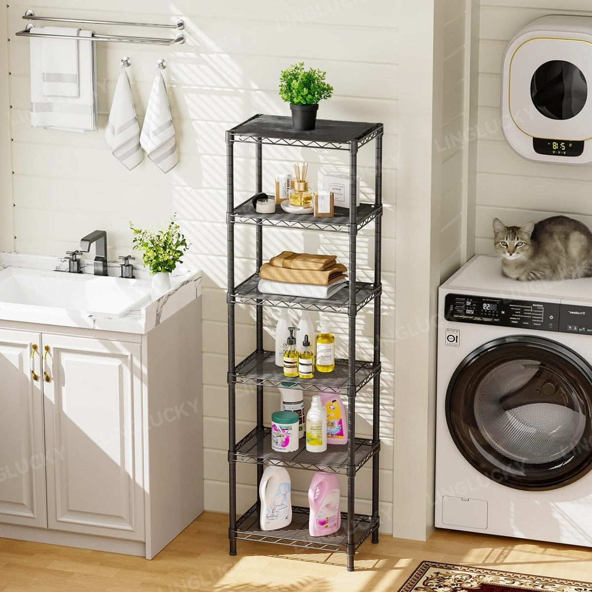 6 Niveles Hogar Anaqueles Cocina Estantes Baño Rack Metálico