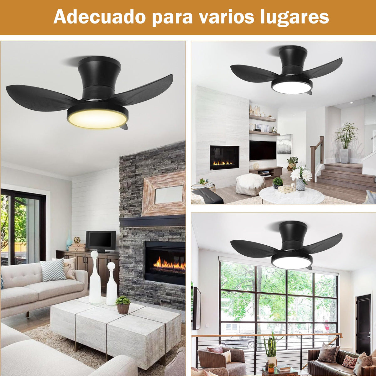Ventilador De Techo Moderno Con Luz Led+control Remoto