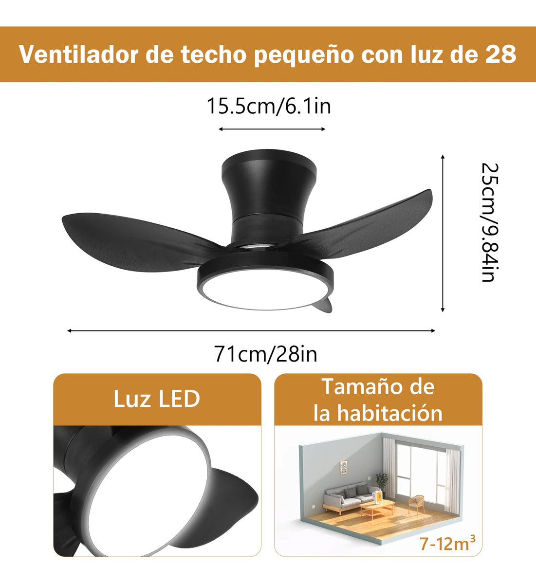 Ventilador De Techo Moderno Con Luz Led+control Remoto