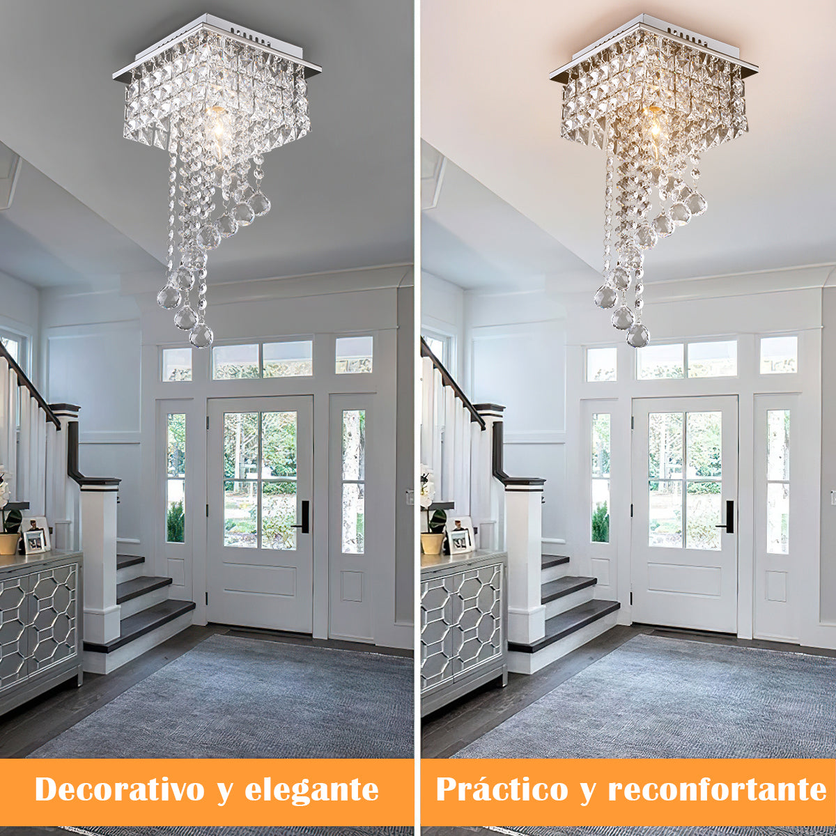 Lámpara Colgante Lámpara De Techo Cristal Metal Moderna