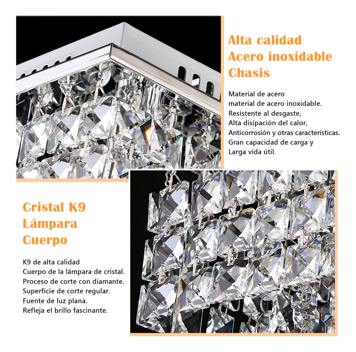 Lámpara Colgante Lámpara De Techo Cristal Metal Moderna