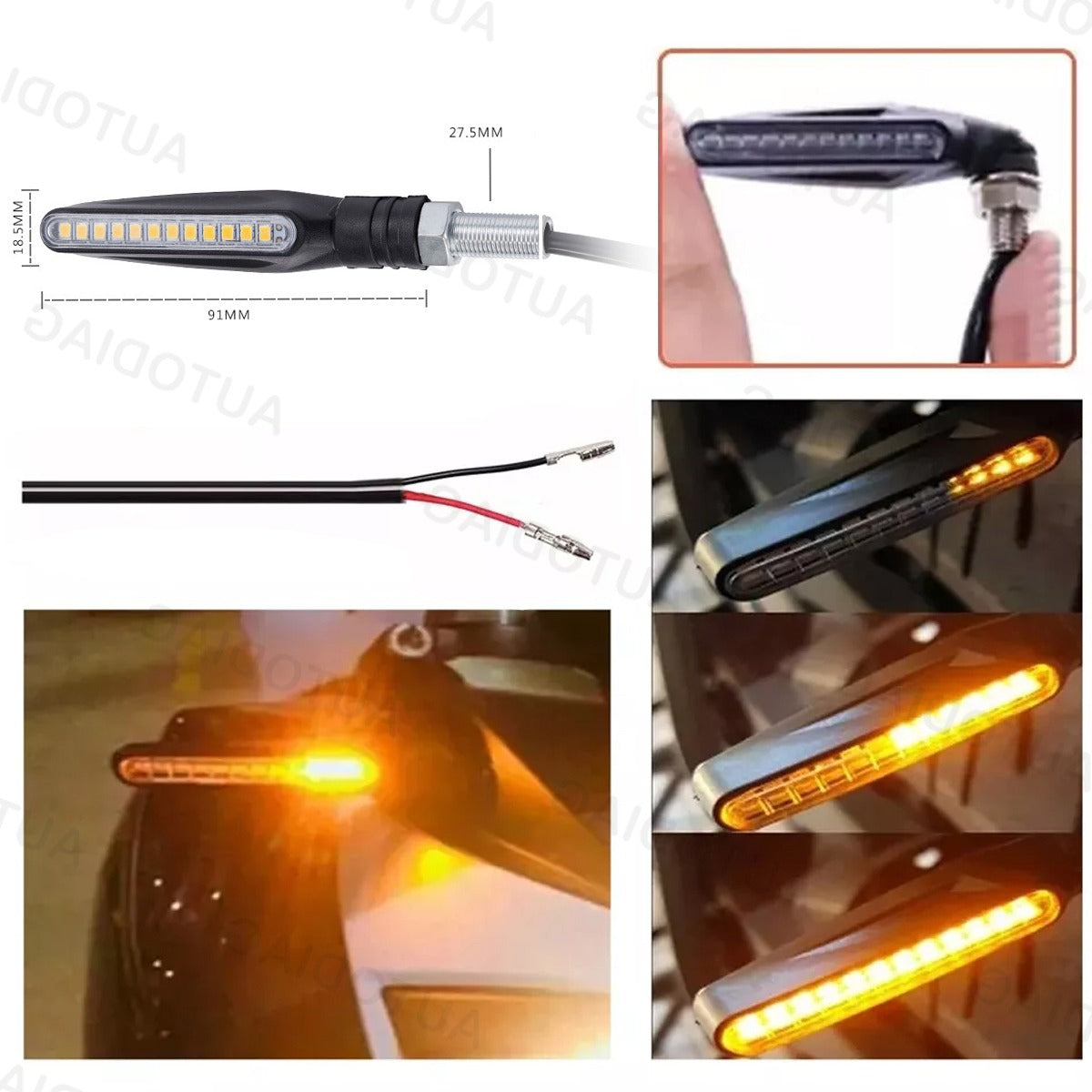 Soporte Placa Universal Para Moto Ajustable Con Luces Led