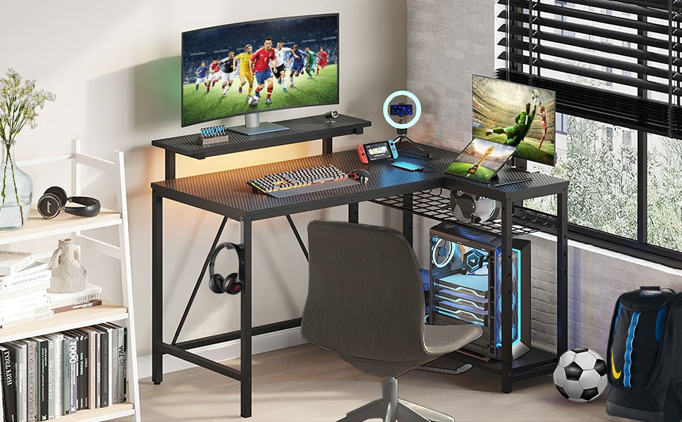 Escritorio De Oficina En Forma De L Con Luz Led Con Enchufe