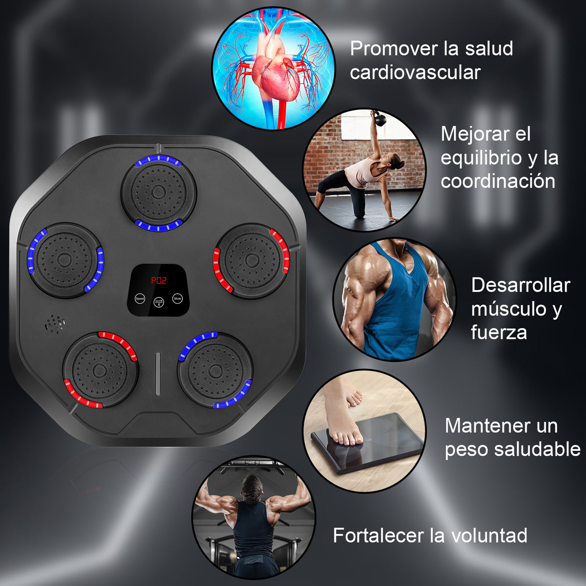 Maquina De Boxeo Musical Entrenador Inteligente Con Música