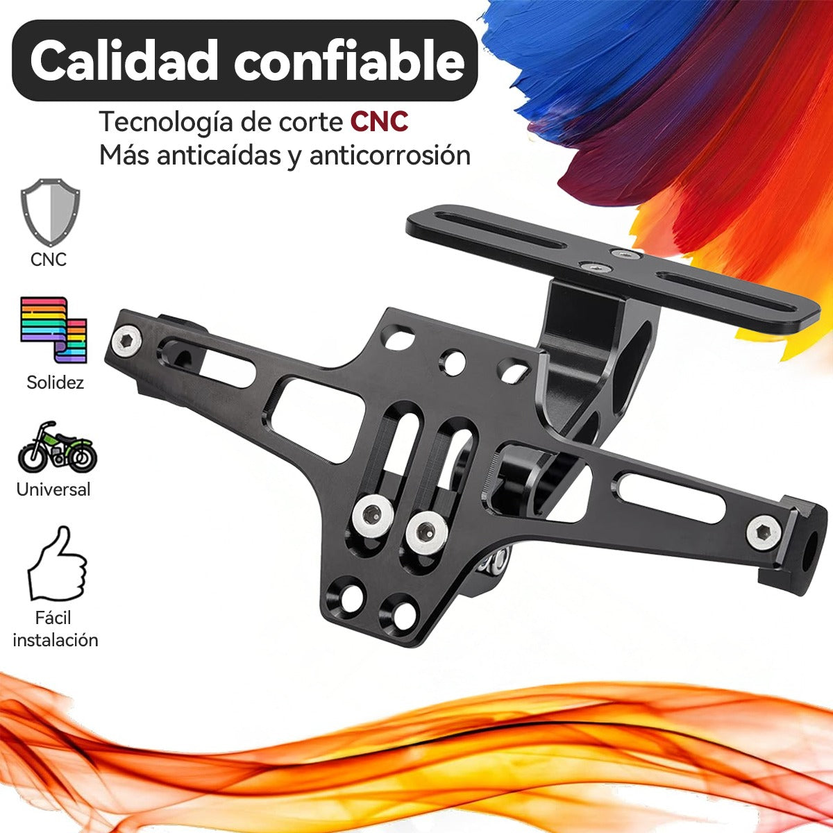 Soporte Placa Universal Para Moto Ajustable Con Luces Led