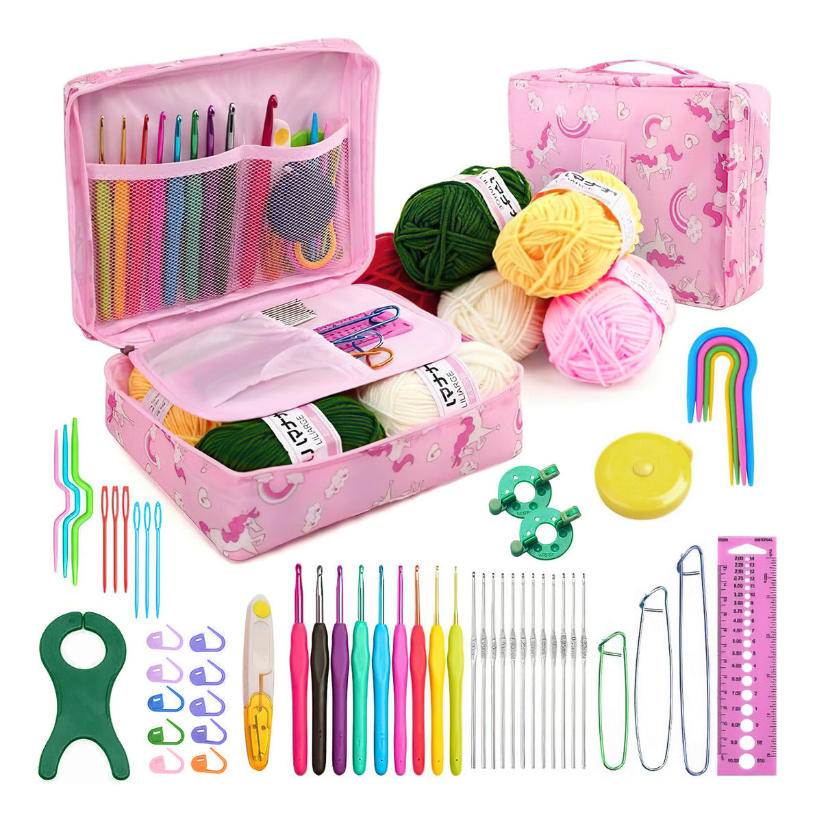 Safonus Pink Hook Needle Kit, Assorted Sizes, 8 Size, 14 Cm Length, Aluminum/plastic, Perfect For Sewing Projects, 10 Units Per Pack