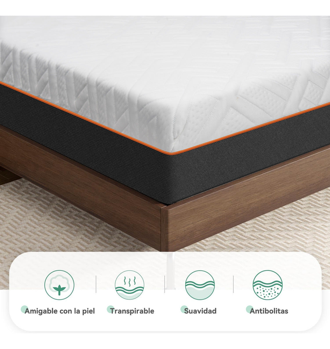 Colchoneta Memory Foam Matrimonial Sobre Colchón Fresca De 5