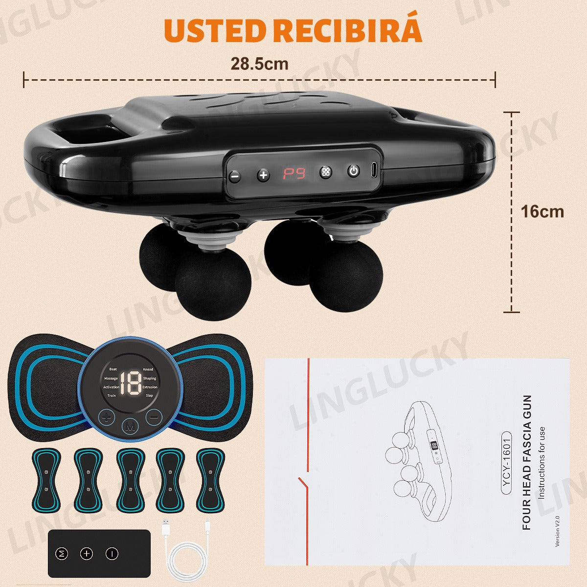 Pistola De Masaje De 6 Cabezas Y Relajador Muscular Fácil