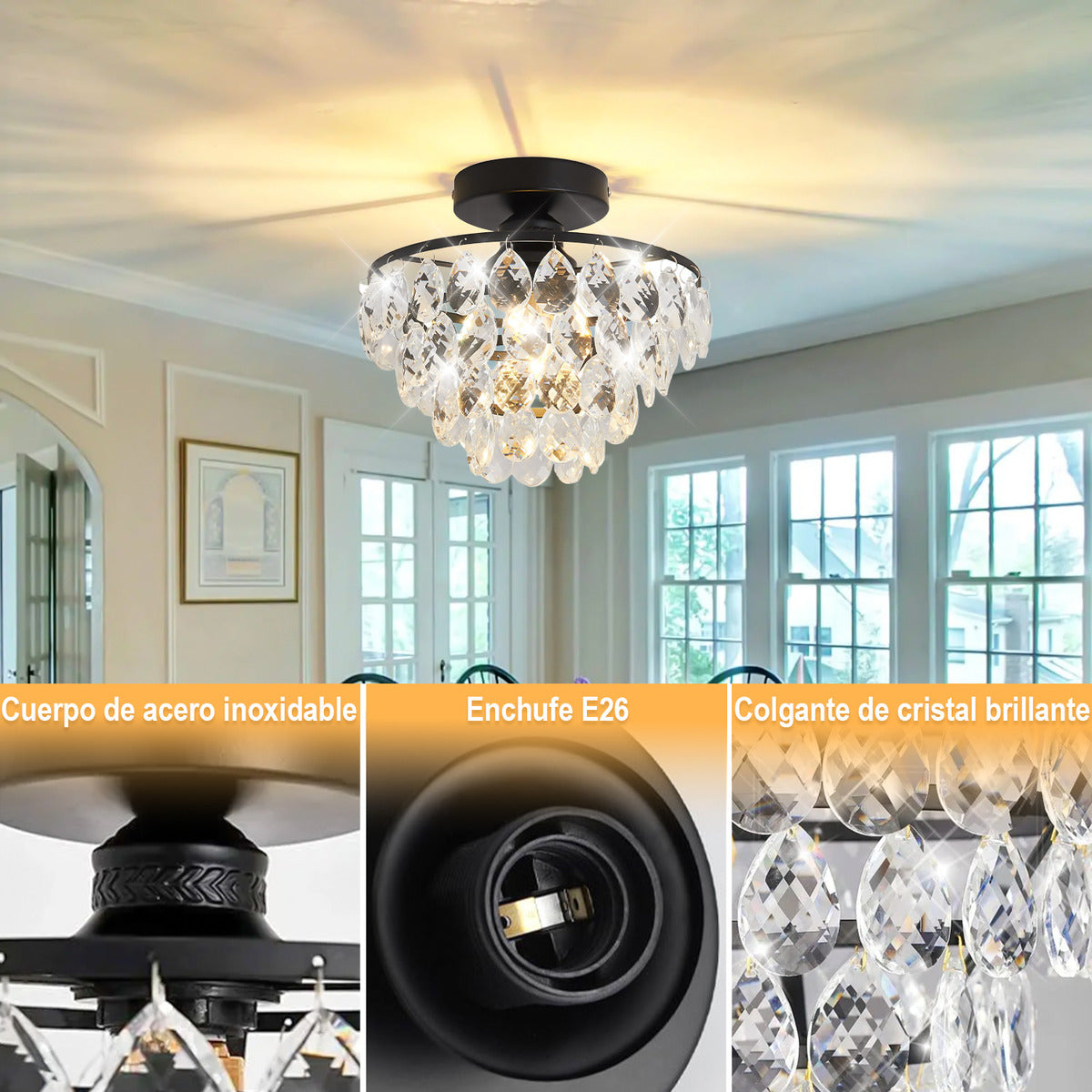 Lámpara De Techo Moderna Colgantes Cristal Lujoso Decorativa