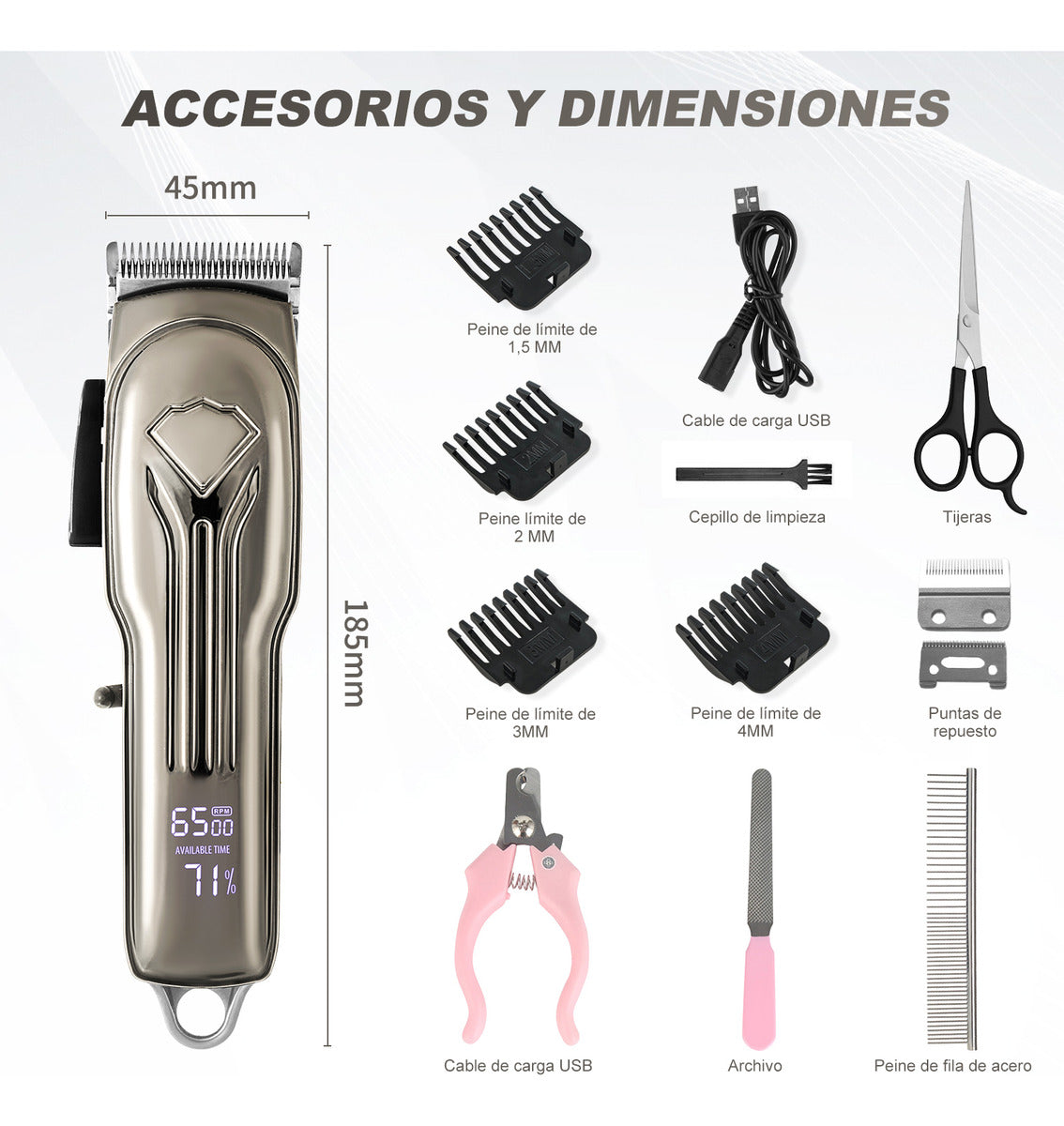 Maquina Cortador Rasurador Profesional Pelo Perro Recargable