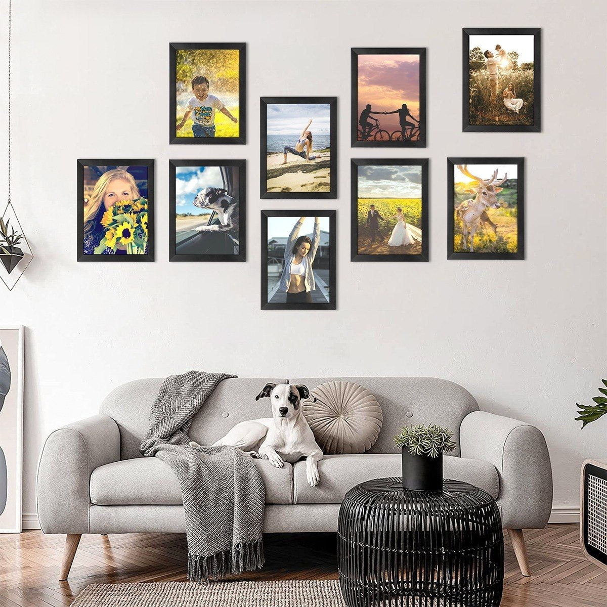 Set X 9 Cuadros Begônia Marco Negro