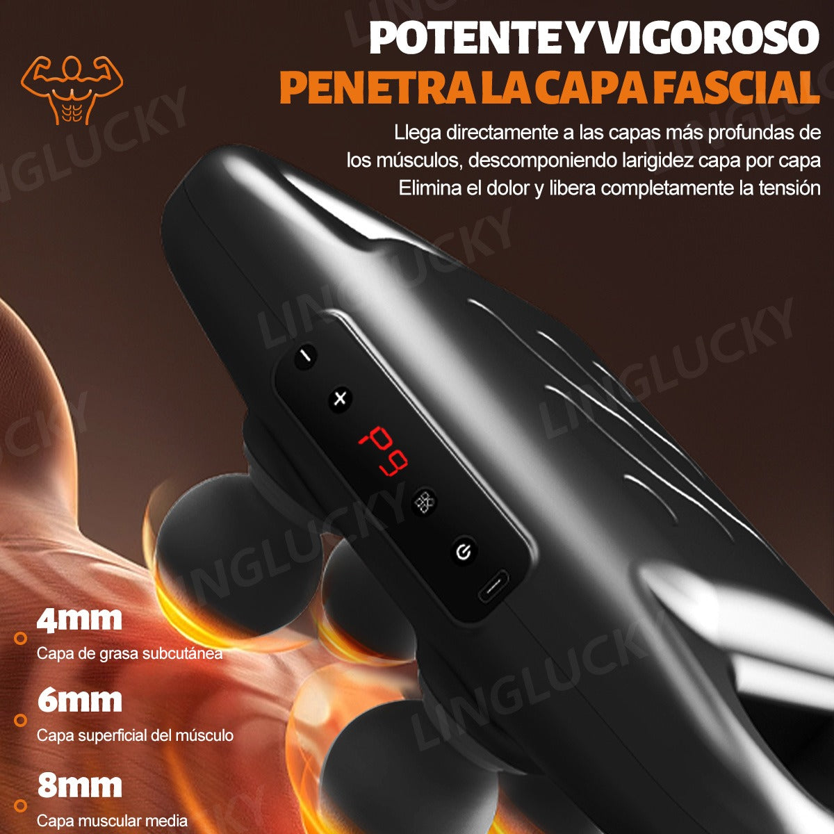 Pistola De Masaje De 6 Cabezas Y Relajador Muscular Fácil