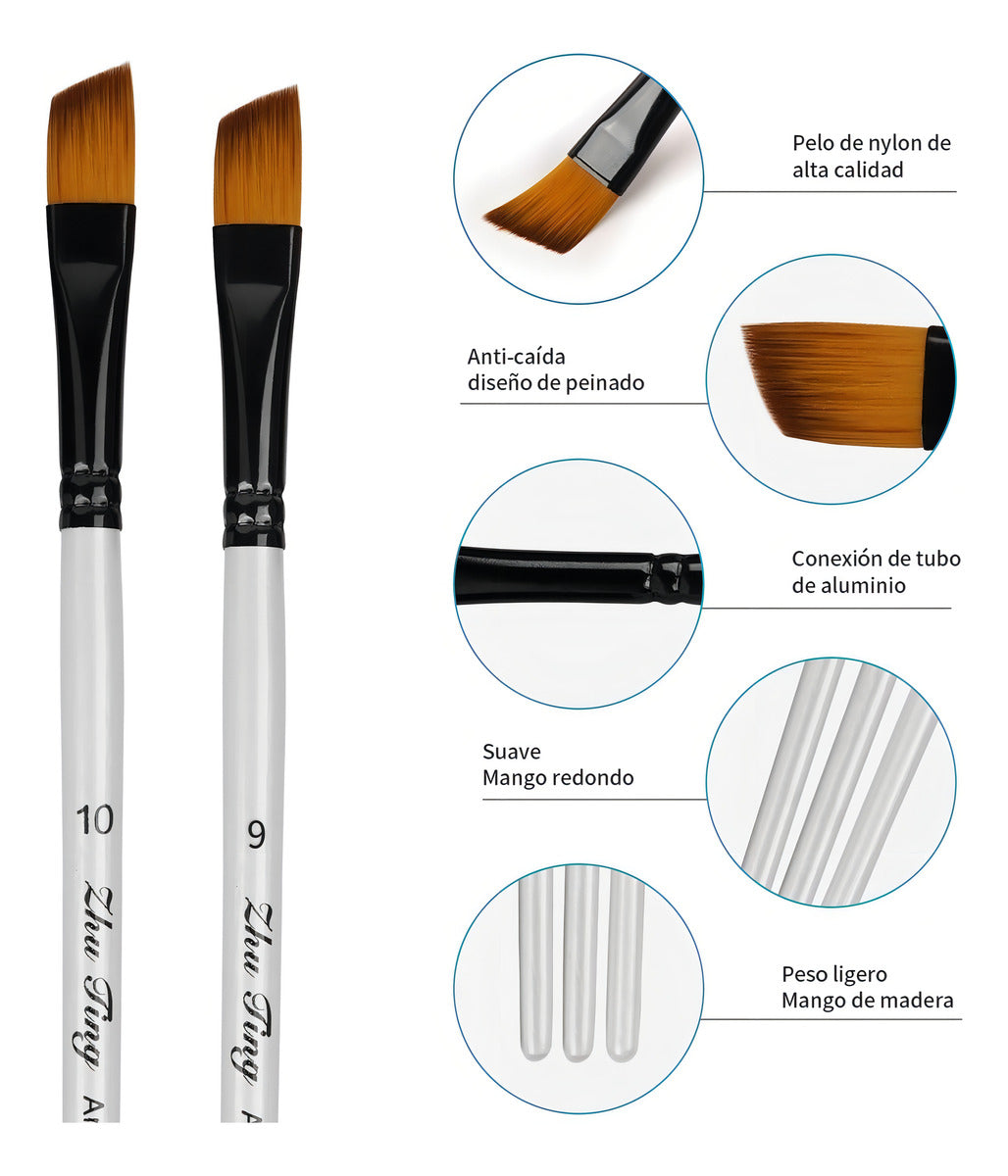 Zhu Ting Pinceles Oleo Papelería Kit 24