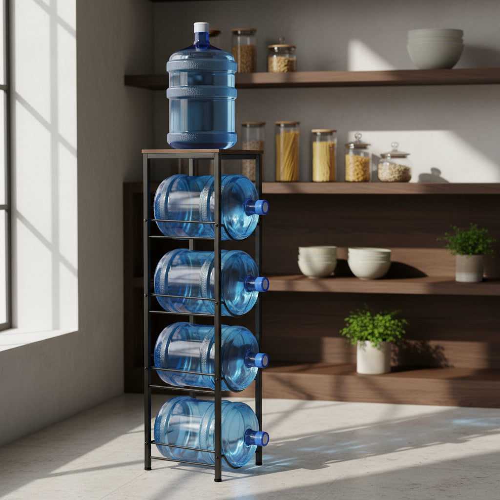 Rack Porta Garrafón Metálico 4 Niveles Para Garrafón De Agua