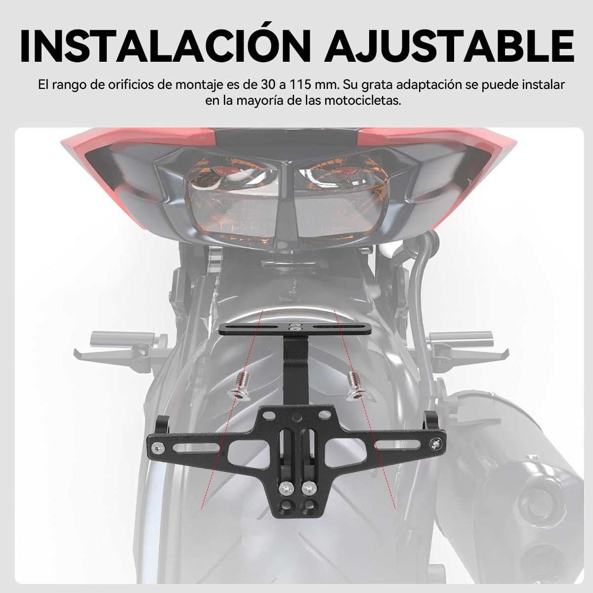 Soporte Placa Universal Para Moto Ajustable Con Luces Led
