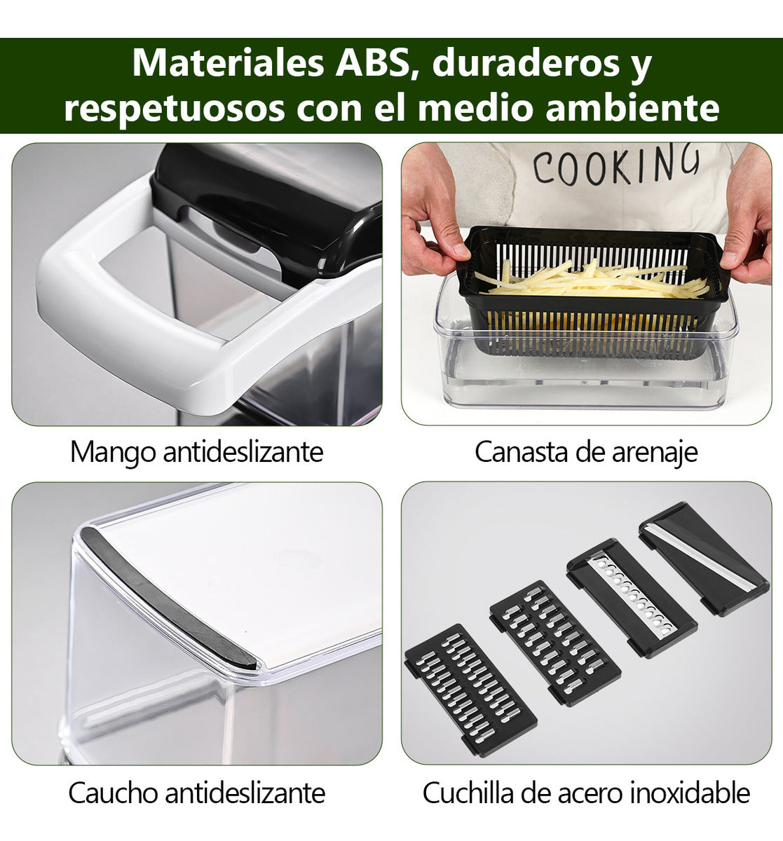 Kit De Picador De Verduras Rallador 22 In 1 Con Cesta+guante