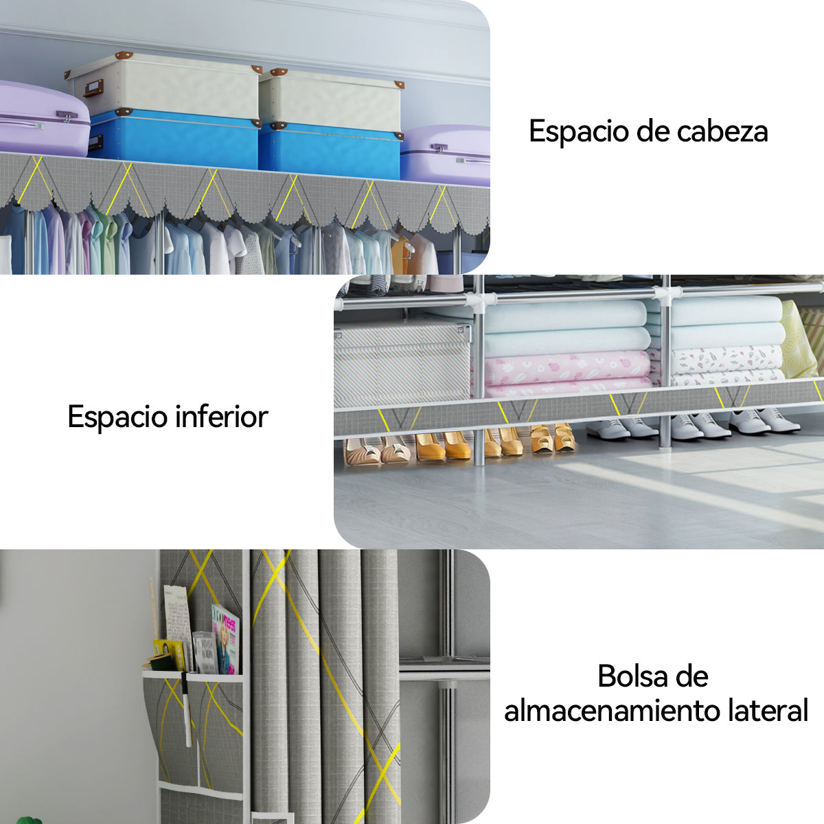 Closet Ropero Reforzado Portátil Aleación Pura 205cm Armable