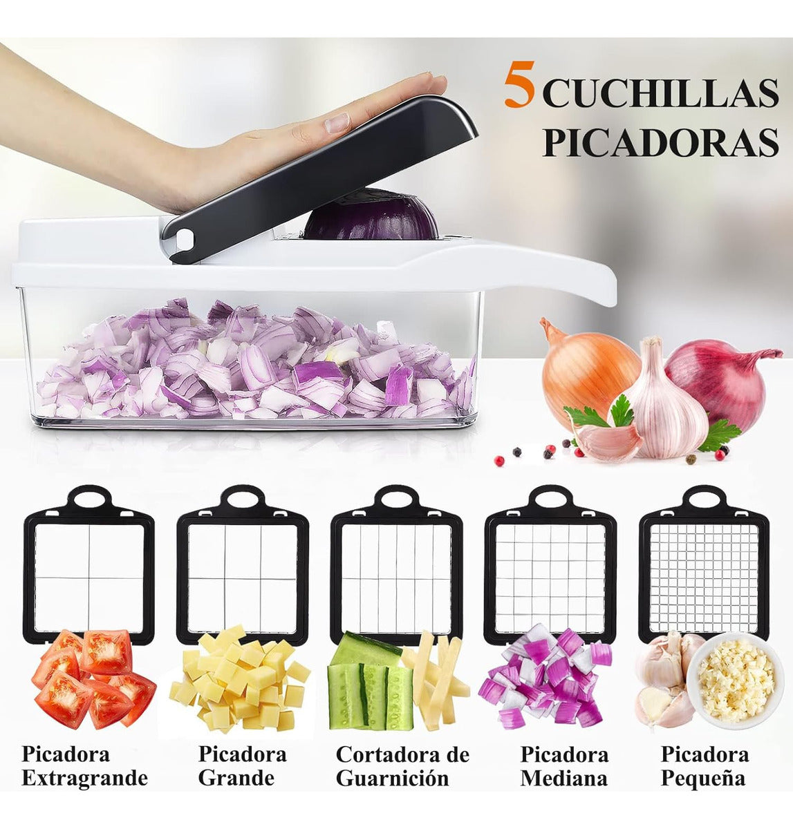 Kit De Picador De Verduras Rallador 22 In 1 Con Cesta+guante