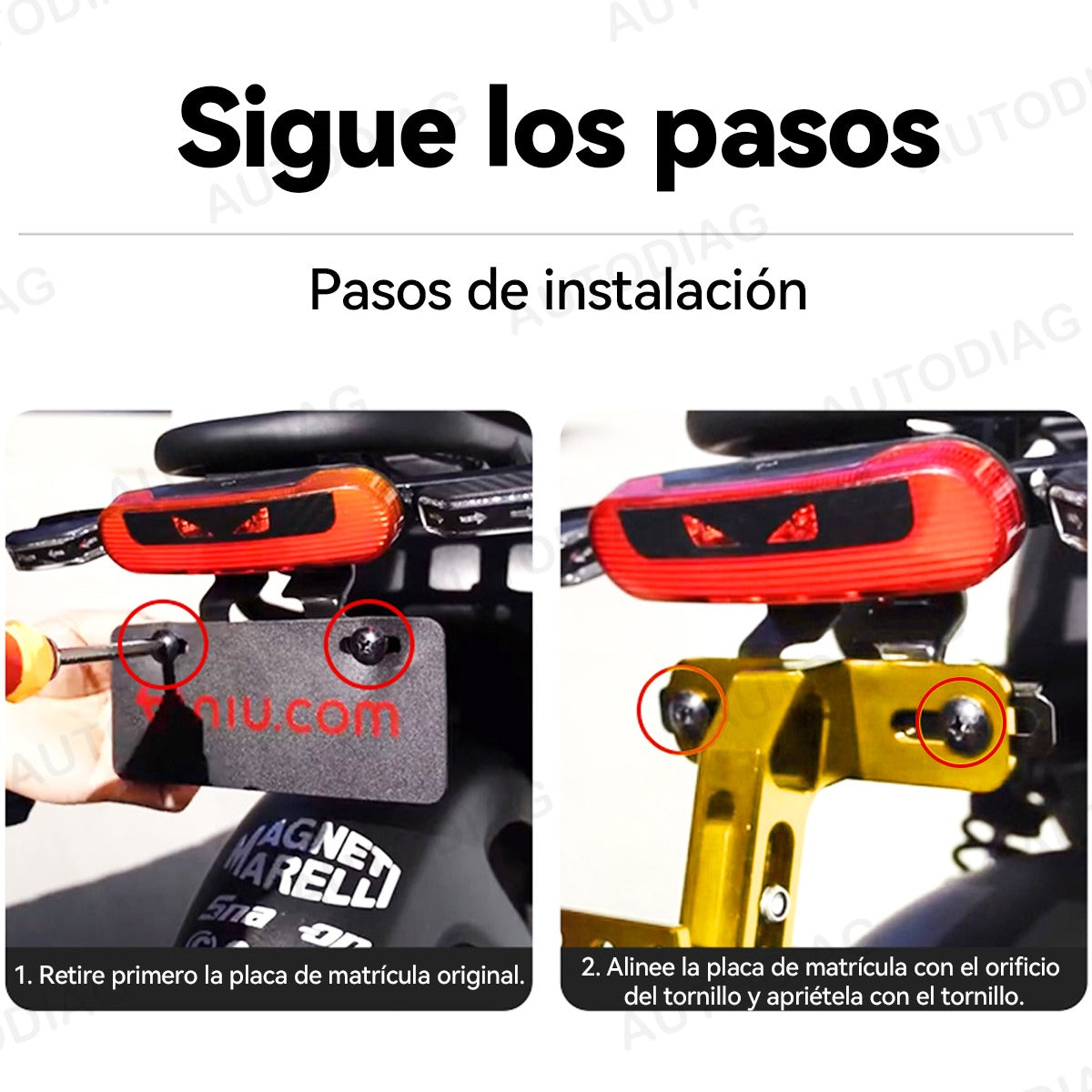 Soporte Placa Universal Para Moto Ajustable Con Luces Led