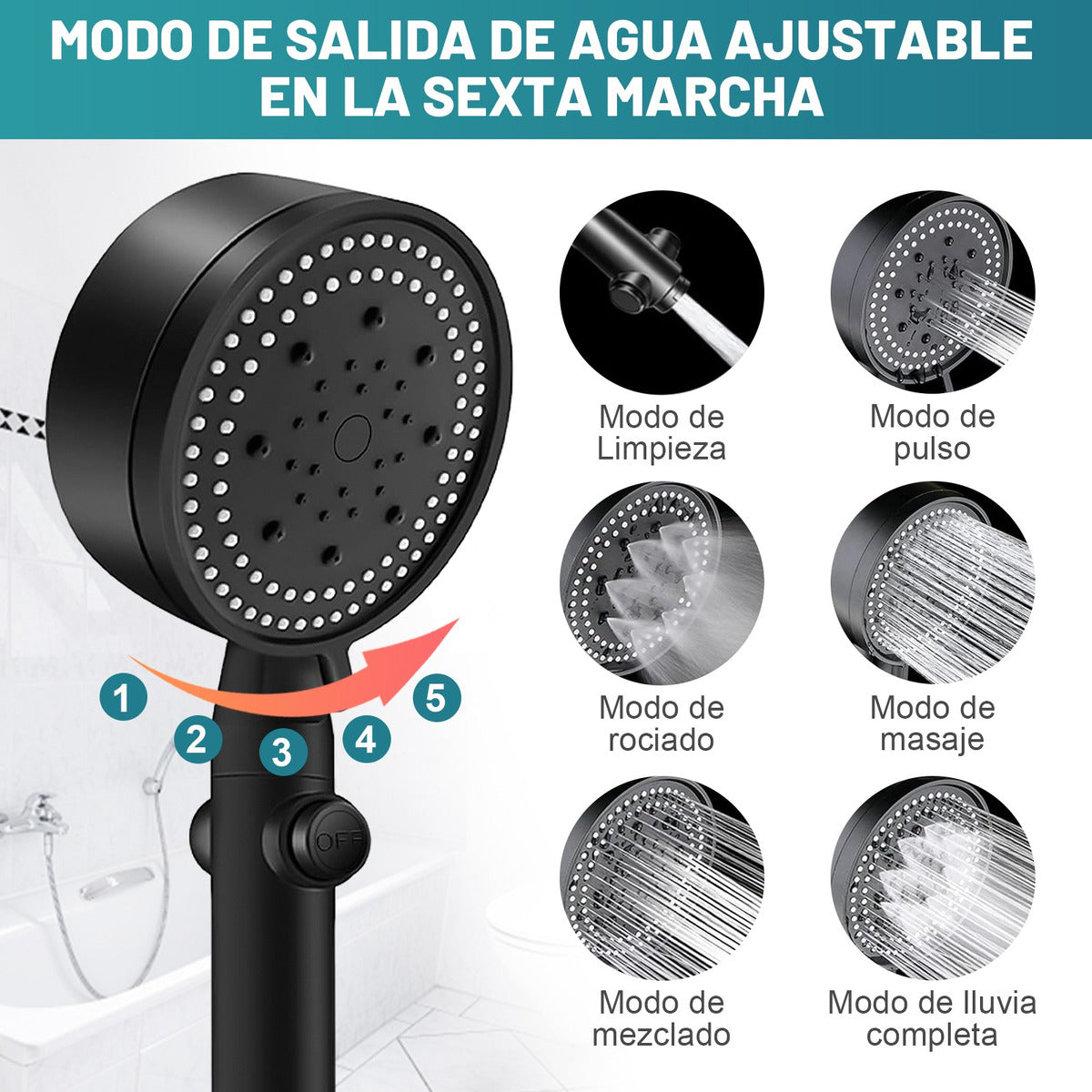 Regadera Redonda Tipo Lluvia 6''+ Ducha De Mano Alta Presión