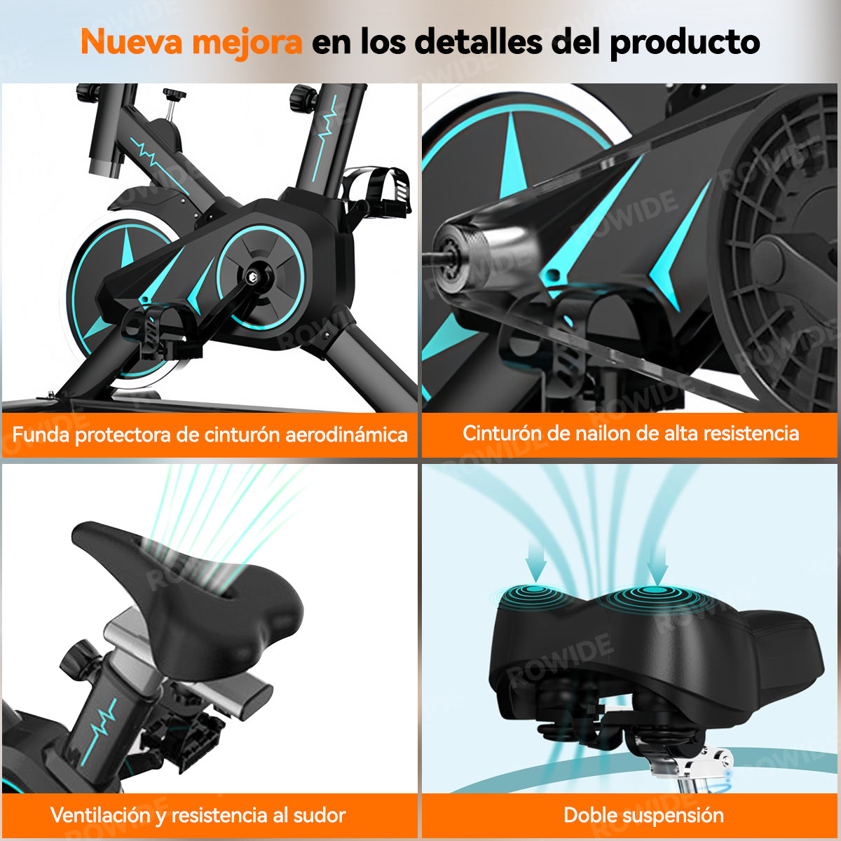Rowide® Bicicleta Ejercicio Grande Fija Deportiva Spinning