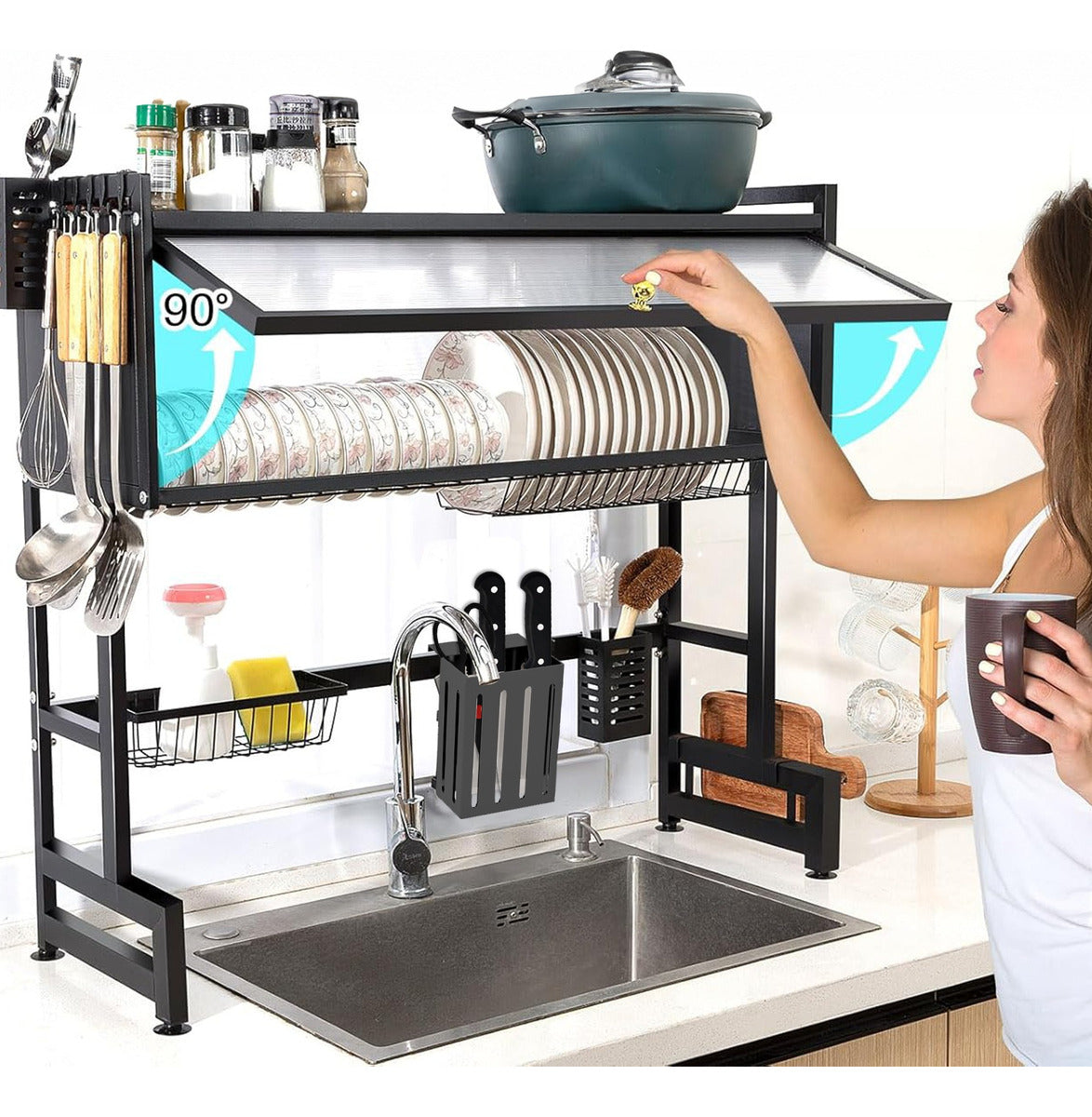 Escurridor De Trastes Sobre Fregadero Platos Con Puerta 65cm