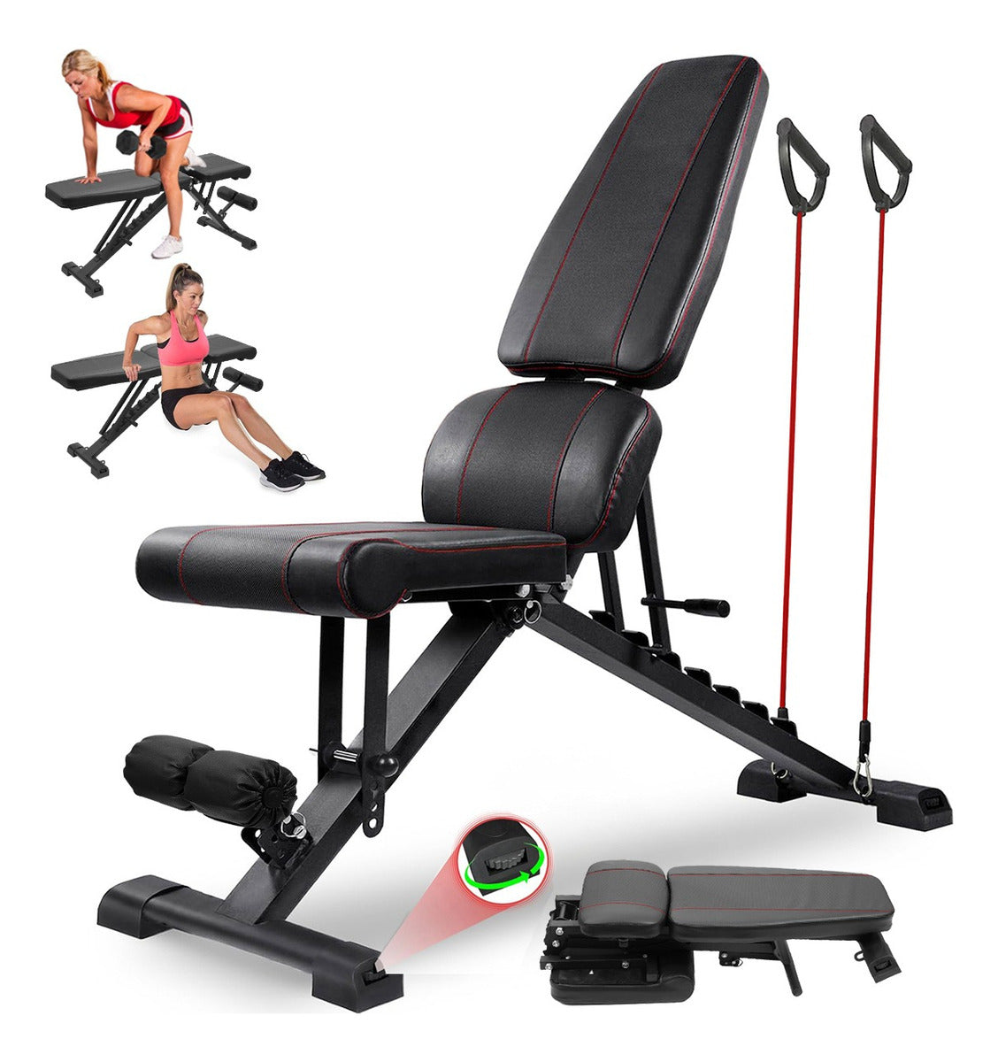 Banco Pesas Multiposiciones Plegable Ajustable Gym Ejercicio