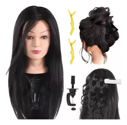 Cabeza De Maniquí De Cabello Humano Para Estilistas
