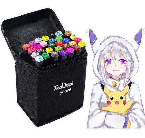 Plumones Marcadores Doble Punta Marker Pen Kit De 30 Colores