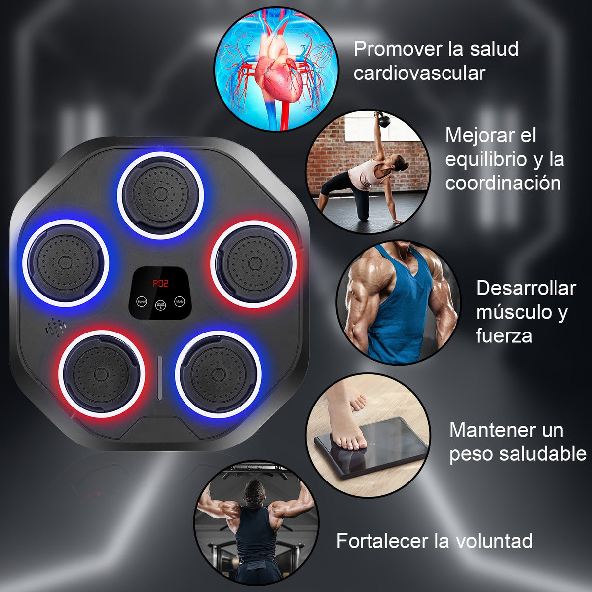 Maquina De Boxeo Musical Entrenador Inteligente Con Música