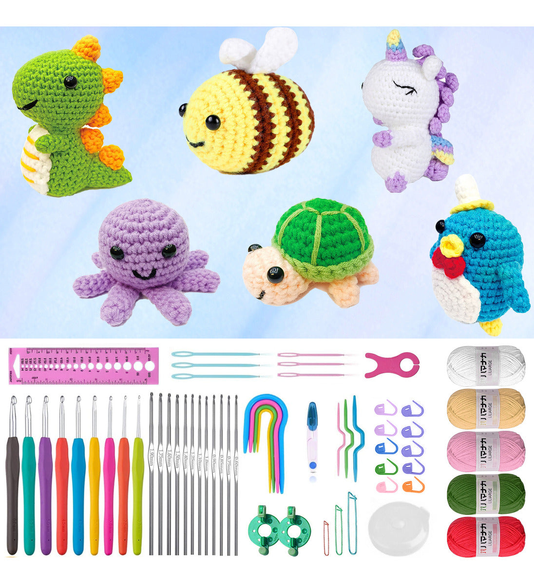 Safonus Pink Hook Needle Kit, Assorted Sizes, 8 Size, 14 Cm Length, Aluminum/plastic, Perfect For Sewing Projects, 10 Units Per Pack