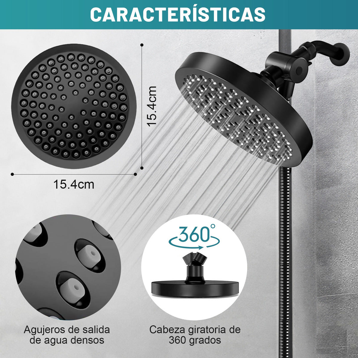 Regadera Redonda Tipo Lluvia 6''+ Ducha De Mano Alta Presión