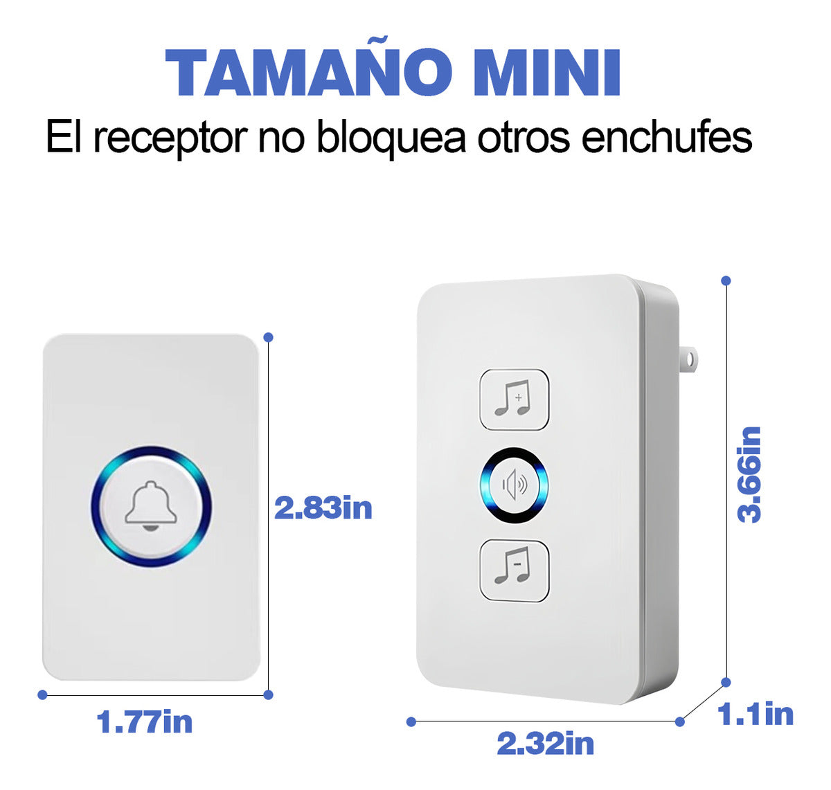 Timbre Inalámbrico Impermeable Con 1 Transmisor Y 2 Receptor