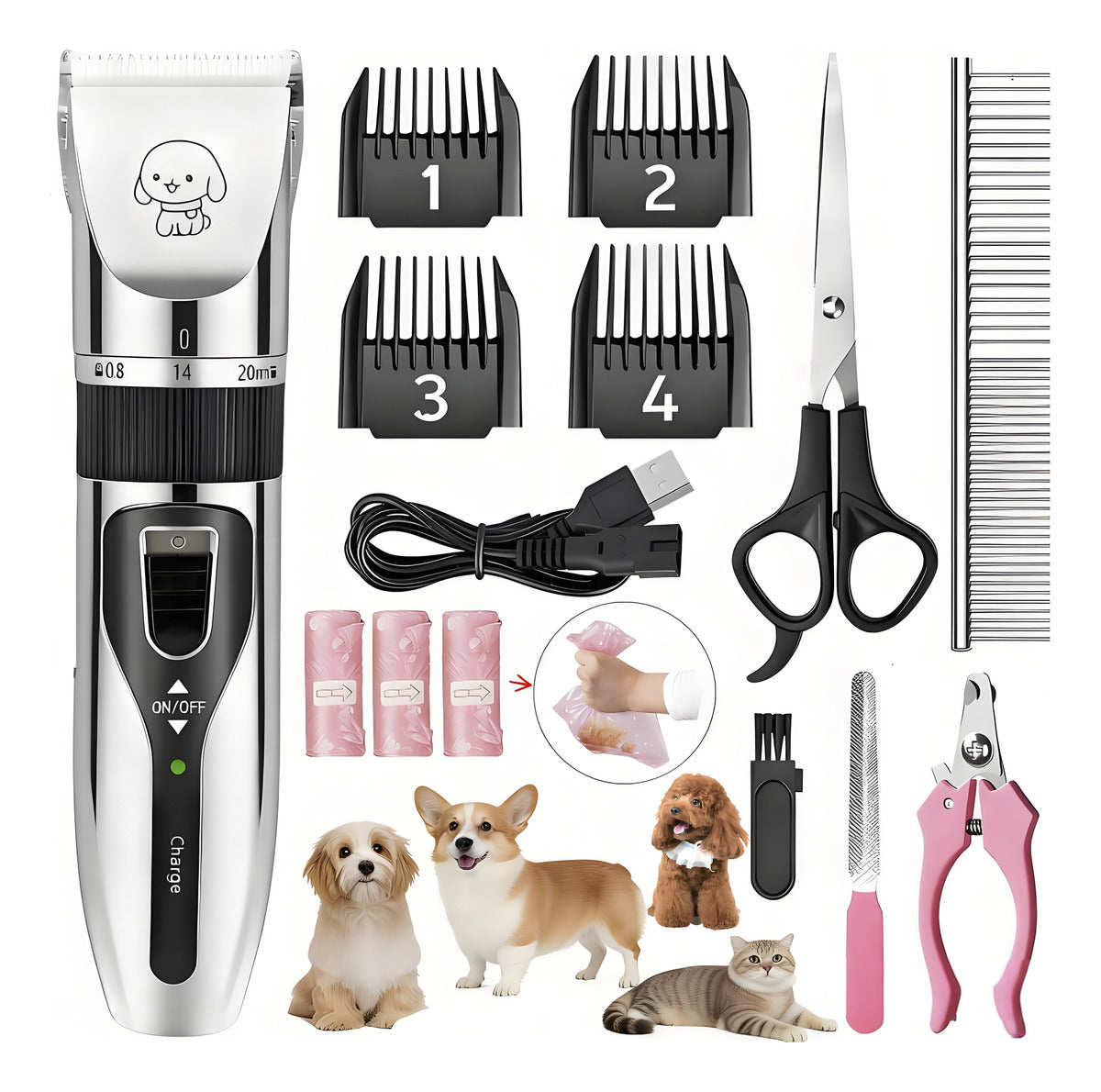 Kit Maquina Cortadora Perros Gatos Accesorios