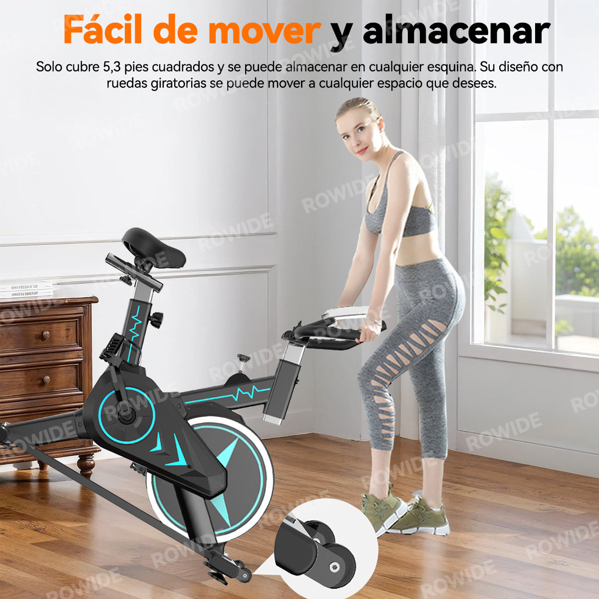 Rowide® Bicicleta Ejercicio Grande Fija Deportiva Spinning