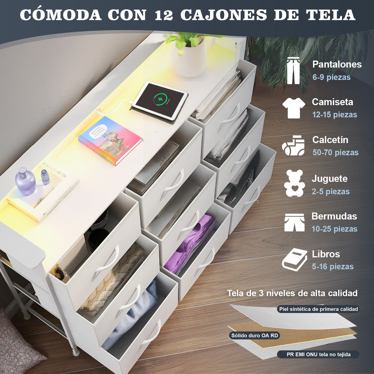 Cómoda Cajonera Mueblana, 3 Cajones, Madera, 60x23.5x80cm