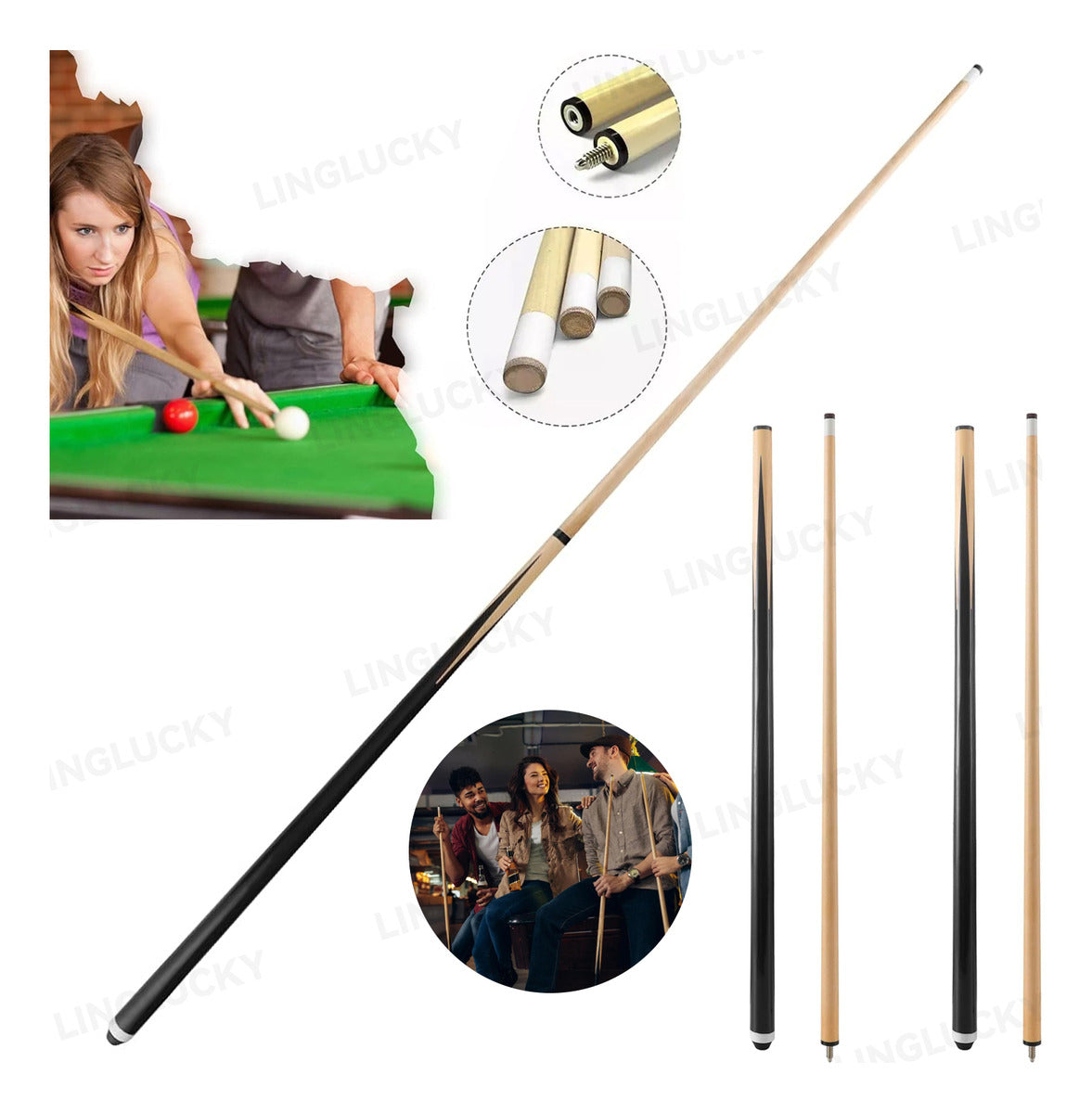 1 Tacos Billar De Maple Palos Snooker Desarmable Profesional 550 G