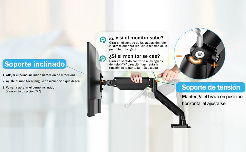 Soporte Ajustable Para Doble Monitor Y Teclado