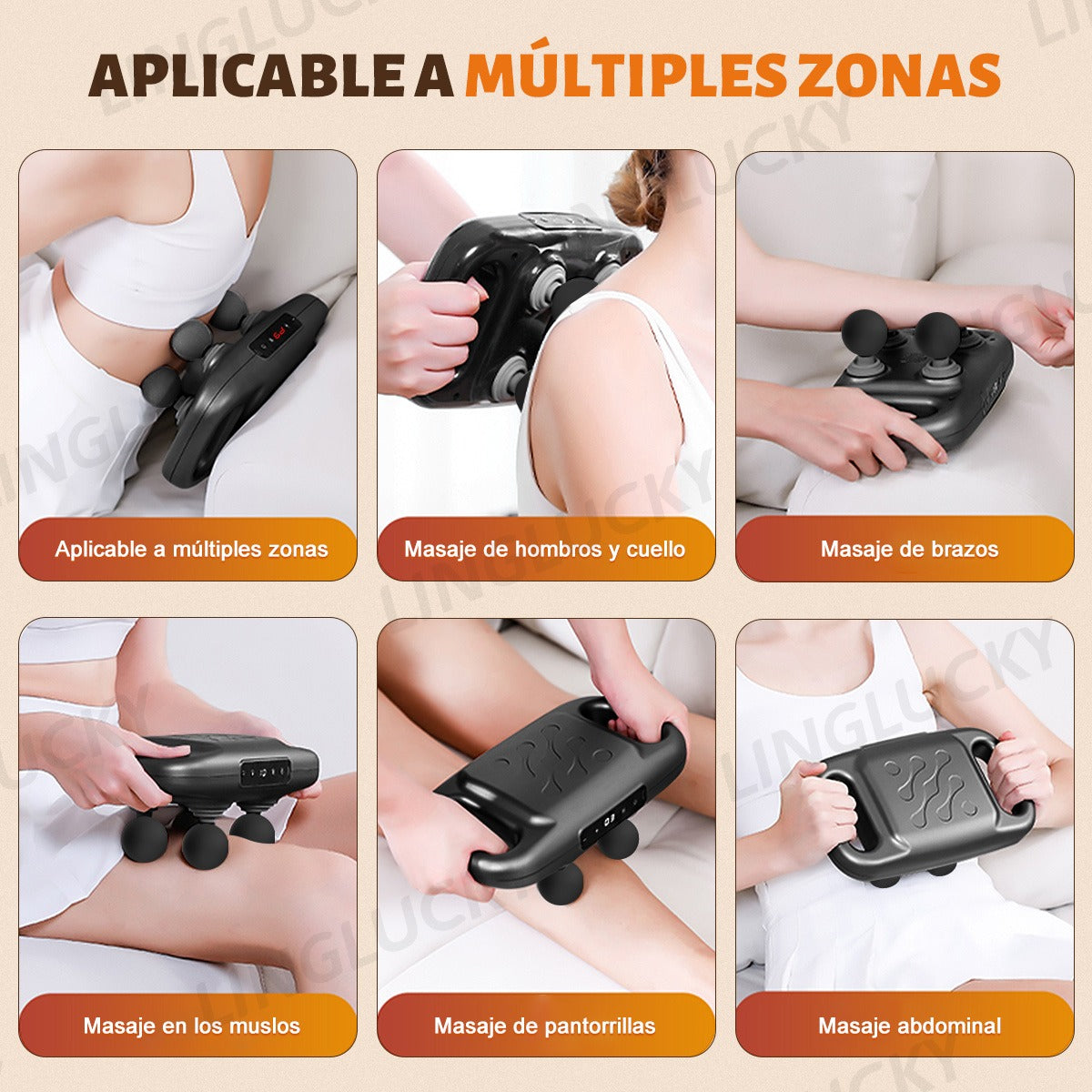 Pistola De Masaje De 6 Cabezas Y Relajador Muscular Fácil