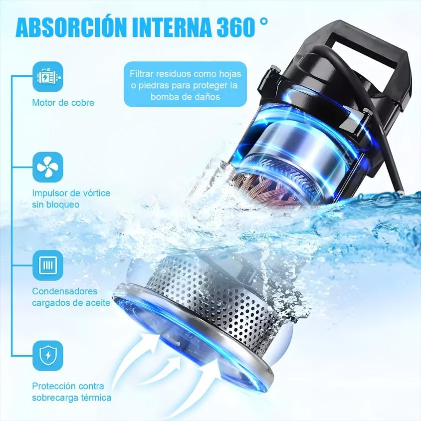 Bomba Sumergible Metálica 1/2 Hp Para Agua Limpia/ Sucia