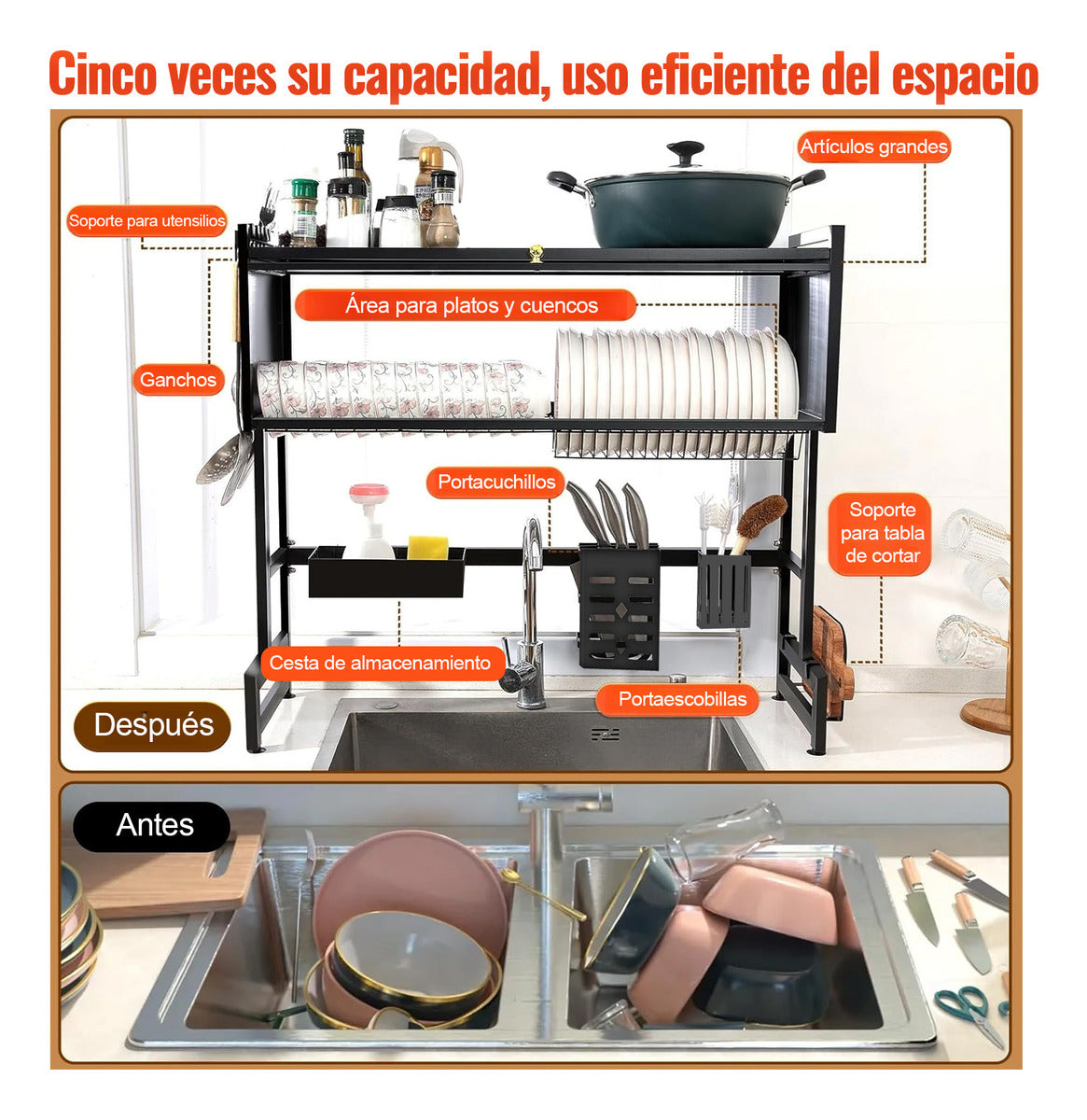 Escurridor De Trastes Sobre Fregadero Platos Con Puerta 85cm
