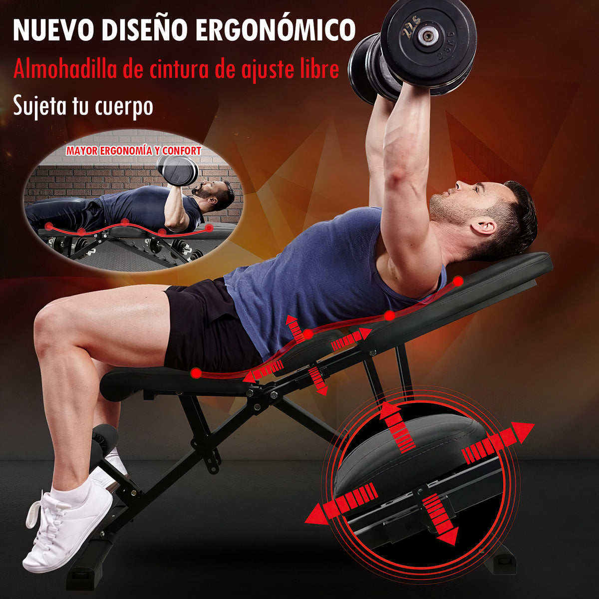 Banco Pesas Multiposiciones Plegable Ajustable Gym Ejercicio