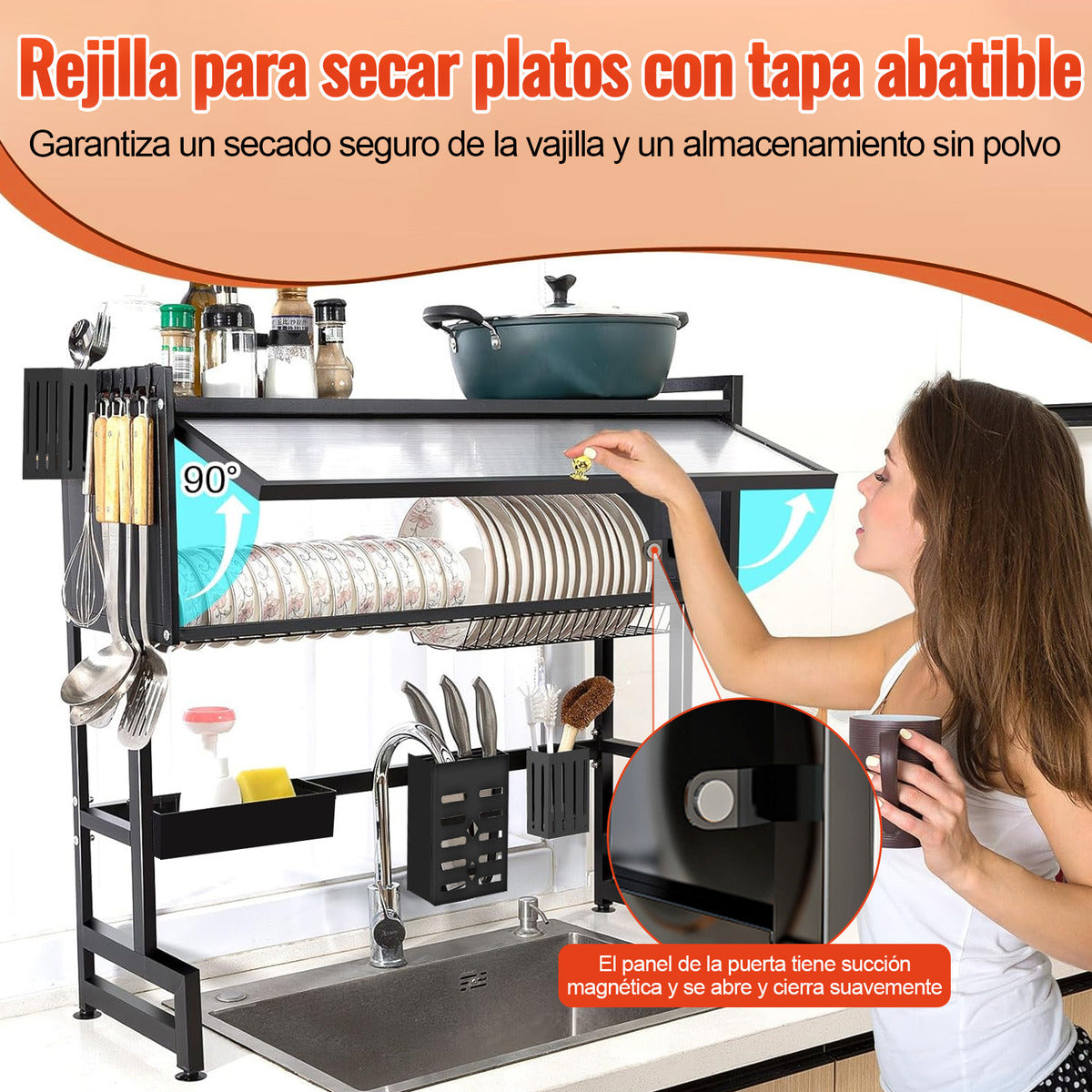 Escurridor De Trastes Sobre Fregadero Platos Con Puerta 65cm