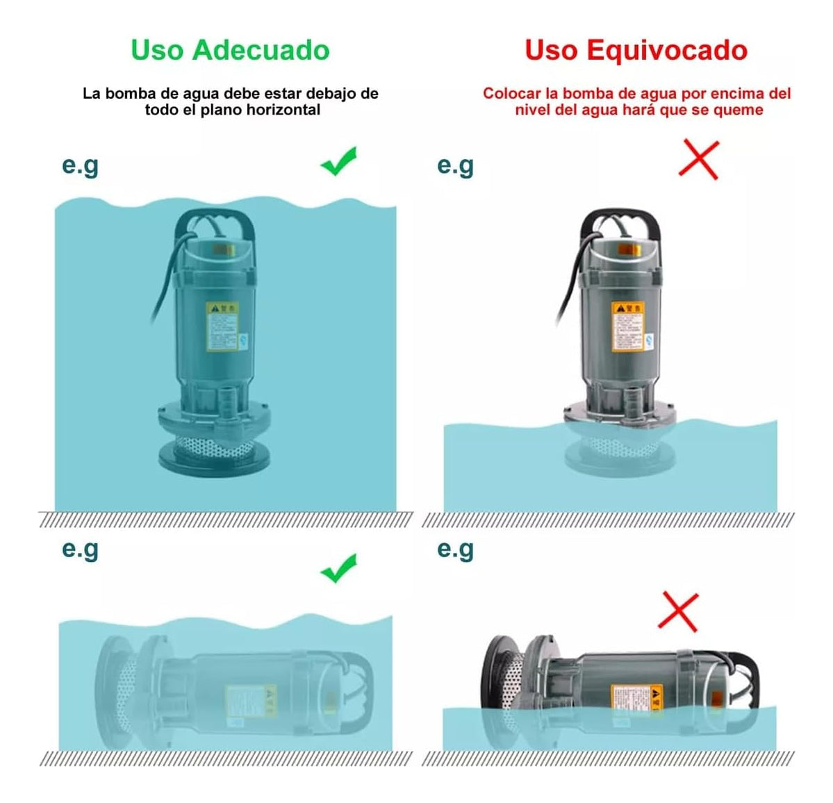 Bomba Sumergible Metálica 1/2 Hp Para Agua Limpia/ Sucia